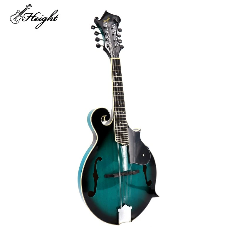 Stunning F Head Style Blue Burst Mandolin, showcasing its unique design and vibrant colors on a white background. Stunning F Head Style Blue Burst Mandolin, showcasing its unique design and vibrant colors on a white background.